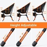 Sportneer Camping Chairs: 3 Heights Adjustable Folding Chairs for Outside with 2 Side Pockets - Compact & Portable Lawn Chairs for Backpacking, Camping, Hiking, Picnic and Travel (1, Orange)