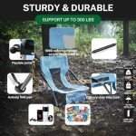 HITORHIKE Low Sling Beach Camping Concert Folding Chair with Armrests and Breathable Nylon Mesh Back Compact and Sturdy Chair(Blue,Normal)