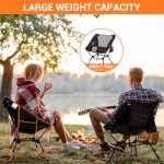 Sportneer Camping Chairs: 3 Heights Adjustable Folding Chairs for Outside with 2 Side Pockets - Compact & Portable Lawn Chairs for Backpacking, Camping, Hiking, Picnic and Travel (1, Orange)