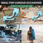 HITORHIKE Low Sling Beach Camping Concert Folding Chair with Armrests and Breathable Nylon Mesh Back Compact and Sturdy Chair(Blue,Normal)