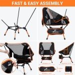 Sportneer Camping Chairs: 3 Heights Adjustable Folding Chairs for Outside with 2 Side Pockets - Compact & Portable Lawn Chairs for Backpacking, Camping, Hiking, Picnic and Travel (1, Orange)