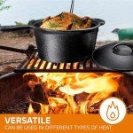 Bruntmor Camping Cooking Set Of 7. Pre Seasoned Cast Iron Pots And Pans Dutch Oven With Lids For Outdoor Comefire. Grill Cookware Skillet Sets With Storage Box