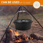 Bruntmor Camping Cooking Set Of 7. Pre Seasoned Cast Iron Pots And Pans Dutch Oven With Lids For Outdoor Comefire. Grill Cookware Skillet Sets With Storage Box
