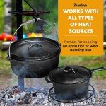 Bruntmor Camping Cooking Set Of 7. Pre Seasoned Cast Iron Pots And Pans Dutch Oven With Lids For Outdoor Comefire. Grill Cookware Skillet Sets With Storage Box