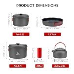 Alocs Camping Cookware Set Camping Gear, Compact Camping Pots and Pans Set, Durable Hard Alumina Camping Cooking Set for Outdoor Backpacking Camping Hiking Picnic, Included Mesh Carry Bag.
