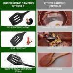 Wesqunie Camping Essentials Cookware Cooking Utensils Set - Camping Kitchen Utensils, Portable Outdoor Accessories, Stainless Steel & Silicone, Camping Gear Equipment for RV Picnic Grill