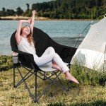 Yestomo Camping Chairs, Folding Chairs for Outside with Carry Bag, Moon Chairs for Adults with Cup Holder, Padded Camp Chair Support to 450LBS