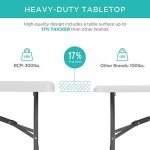 Best Choice Products 4ft Plastic Folding Table, Indoor Outdoor Heavy Duty Portable w/Handle, Lock for Picnic, Party, Camping - White