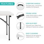 Best Choice Products 4ft Plastic Folding Table, Indoor Outdoor Heavy Duty Portable w/Handle, Lock for Picnic, Party, Camping - White