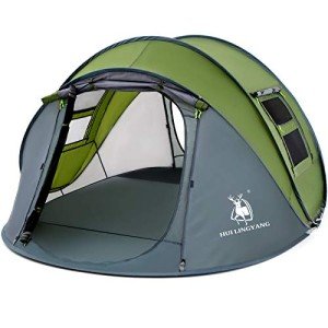 4 Person Easy Pop Up Tent, 9.5"x6.6"x52'',Waterproof Automatic Setup Tent, 2 Doors-Instant Family Tents for Camping, Hiking & Traveling, Green