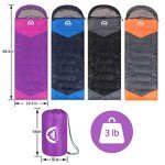 SWTMERRY Sleeping Bag 3 Seasons (Summer, Spring, Fall) Warm & Cool Weather - Lightweight,Waterproof Indoor & Outdoor Use for Kids, Teens & Adults for Camping Hiking, Backpacking and Survival (Purple)