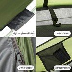 4 Person Easy Pop Up Tent, 9.5"x6.6"x52'',Waterproof Automatic Setup Tent, 2 Doors-Instant Family Tents for Camping, Hiking & Traveling, Green