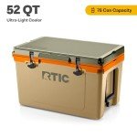 RTIC Ultra-Light 52 Quart Hard Cooler Insulated Portable Ice Chest Box for Beach, Drink, Beverage, Camping, Picnic, Fishing, Boat, Barbecue, 30% Lighter Than Rotomolded Coolers, Trailblazer