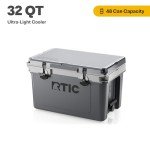 RTIC Ultra-Light 32 Quart Hard Cooler Insulated Portable Ice Chest Box for Drink, Beverage, Beach, Camping, Picnic, Fishing, Boat, Barbecue, 30% Lighter Than Rotomolded Coolers, Dark Grey/Cool Grey