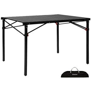 KingCamp Lightweight Compact Folding Camping Table,Stable Aluminum Alloy Folding Roll up Table for 4-6 Person for Picnic, Camping, Barbecue and Party,Portable Multifunctional Table with Carry Bag