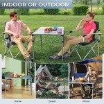 KingCamp Lightweight Compact Folding Camping Table,Stable Aluminum Alloy Folding Roll up Table for 4-6 Person for Picnic, Camping, Barbecue and Party,Portable Multifunctional Table with Carry Bag
