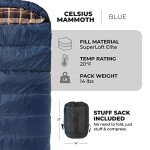 TETON Sports Mammoth Queen Size Sleeping Bag- Double Sleeping Bag – A Warm Bag the whole family can enjoy – Great Sleeping Bag for Camping, Hunting and base camp. Compression Sack Included Blue
