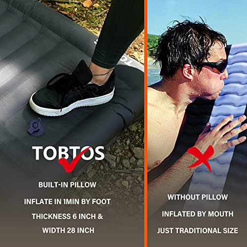 TOBTOS Inflatable Camping Sleeping Pad with Pillow (Grey)