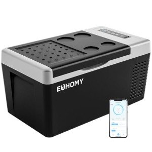 EUHOMY 12 Volt Refrigerator, 19QT(18L) Compressor Electric Cooler APP Control, Car Fridge -4β~68β, Portable Refrigerator 12/24V DC 110-240V AC, Portable Freezer for Camping, Travel, Boat