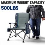 TIMBER RIDGE Oversized Folding Camping Chair High Back Heavy Duty for Adults Support up to 500lbs with Cup Holder, Side Pocket Cooler Bag