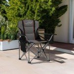 FAIR WIND Oversized Fully Padded Camping Chair with Lumbar Support, Heavy Duty Quad Fold Chair with Cooler Bag, Support 450 LBS, Black