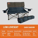 Kelty Low Loveseat Camping Chair – Portable, Folding Chair for Festivals, Camping and Beach Days, Dark Shadow/Navy
