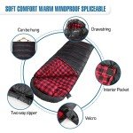 Keencamp 0 Degree Sleeping Bag Cotton Flannel Winter Cold Weather for Adults XXL Sleeping Bag 4 Season Big and Tall with Pillow Compression Sack