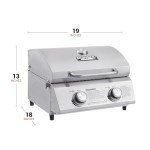 Monument Grills Tabletop Propane Gas Grill for Outdoor Portable Camping Cooking with Travel Locks, Stainless Steel High Lid, and Built in Thermometer