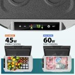 EUHOMY 12 Volt Refrigerator, 22QT(21L) 12V Cooler, Compressor Electric Cooler -4℉~68℉, 12V Fridge 12/24V DC 110-240V AC, Portable Freezer for Camping, Travel, Truck, Home