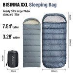 BISINNA XXL Sleeping Bag(90.55"x39.37") for Big and Tall Adults,3-4 Seasons Plus Size Warm and Comfortable Waterproof Lightweight Sleeping Bag Great for Camping Backpacking Hiking Indoor & Outdoor