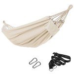 SONGMICS Double Hammock, 98.4 x 59.1 Inches, 660 lb Load Capacity, with Compression Bag, Mounting Straps, Carabiners, for Terrace, Balcony, Garden, Outdoor, Camping, Beige UGDC15M