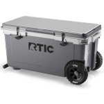 RTIC 72 Quart Ultra-Light Wheeled Cooler Hard Insulated Portable Ice Chest Box for Beach, Drink, Beverage, Camping, Picnic, Fishing, Boat, BBQ, 30% Lighter Than Rotomolded Coolers, Dark & Cool Grey