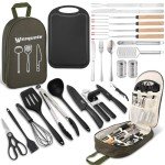 Wesqunie Camping Utensils Cooking Set - 25 Pcs Camping Cookware Accessories Set, Portable Outdoor Camp Cooking Essentials Equipment Kit, Camp Kitchen Organizer Gear for Rv Picnic Grill Travel