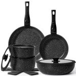 SODAY 15Pcs Pots and Pans Set Non Stick, Cookware Sets with Detachable Handle, Nonstick RV Kitchen Cooking Tools Removable Handles, Oven Safe, Induction Fast, Stackable Induction Cookware,Black