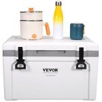 VEVOR Ultra-Light Hard Cooler 52 QT, Ice Retention Cooler with Heavy Duty Handle, Ice Chest Lunch Box for Camping, Travel, Outdoor, Keeps Cool for up to 6 Days, 30% Lighter Than Rotomolded Coolers