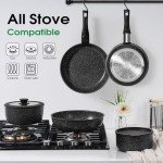 SODAY 15Pcs Pots and Pans Set Non Stick, Cookware Sets with Detachable Handle, Nonstick RV Kitchen Cooking Tools Removable Handles, Oven Safe, Induction Fast, Stackable Induction Cookware,Black