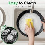 SODAY 15Pcs Pots and Pans Set Non Stick, Cookware Sets with Detachable Handle, Nonstick RV Kitchen Cooking Tools Removable Handles, Oven Safe, Induction Fast, Stackable Induction Cookware,Black