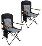 FAIR WIND 2 Pack Oversized Fully Padded Camping Chair Heavy Duty Quad Fold Arm Chair Support 350 LBS with Cup Holder, Collapsible Lumbar Back Chair Portable for Outdoor, Black