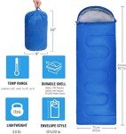 Lightweight Sleeping Bag, 3 Season Sleep Bags for Kids Adults Girls Women, Microfiber Filled Warm Cool Cold Weather 5-20 Degree for Backpacking/Hiking/Naturehike/Camping with Compression Sack -Blue