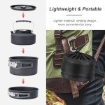 Alocs Camping Cookware, Camping Essentials with Accessories, Portable Camping Cooking Set Camping Gear for Outdoor Cooking, Backpacking, Hiking and Picnic., Dark Grey