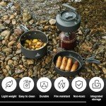 Alocs Camping Cookware, Camping Essentials with Accessories, Portable Camping Cooking Set Camping Gear for Outdoor Cooking, Backpacking, Hiking and Picnic., Dark Grey