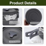 Alocs Camping Cookware, Camping Essentials with Accessories, Portable Camping Cooking Set Camping Gear for Outdoor Cooking, Backpacking, Hiking and Picnic., Dark Grey