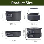 Alocs Camping Cookware, Camping Essentials with Accessories, Portable Camping Cooking Set Camping Gear for Outdoor Cooking, Backpacking, Hiking and Picnic., Dark Grey