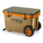 RTIC 52 Quart Ultra-Light Wheeled Hard Cooler Insulated Portable Ice Chest Box for Beach, Drink, Beverage, Camping, Picnic, Fishing, Boat, 30% Lighter Than Rotomolded Coolers, Trailblazer