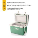 RTIC Ultra-Light 32 Quart Hard Cooler Insulated Portable Ice Chest Box for Drink, Beverage, Beach, Camping, Picnic, Fishing, Boat, Barbecue, 30% Lighter Than Rotomolded Coolers, Sage/Beach