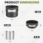 Camping Cookware Kit Backpacking, 0.33Gal Pots and 0.17Gal Pans Set,0.08Gal SUS304 Cup, Forks Knives Spoons for Hiking,Camping,Outdoor Cooking,Picnic,Solo Camping cookware