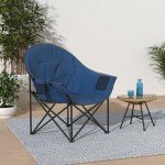 Yestomo Camping Chairs for Adults, Oversized Lawn Chairs, Moon Lence Folding Heavy Duty Camp Chair with Carry Bag, Support to 450LBS