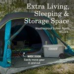 Coleman Skydome Camping Tent with Dark Room Technology, 6 Person with Screen Room