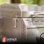 Megamaster Premium Outdoor Cooking 2-Burner Grill, While Camping, Outdoor Kitchen, Patio Garden, Barbecue with Two Foldable legs, Silver in Stainless Steel