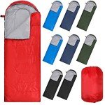 10 Pcs 0 Degree Camping Sleeping Bags Bulk for Adults Cold Weather Sleeping Bags 4 Season Warm Waterproof Lightweight with Compression Sack for Backpacking Hiking Travel Homeless(Multicolor)